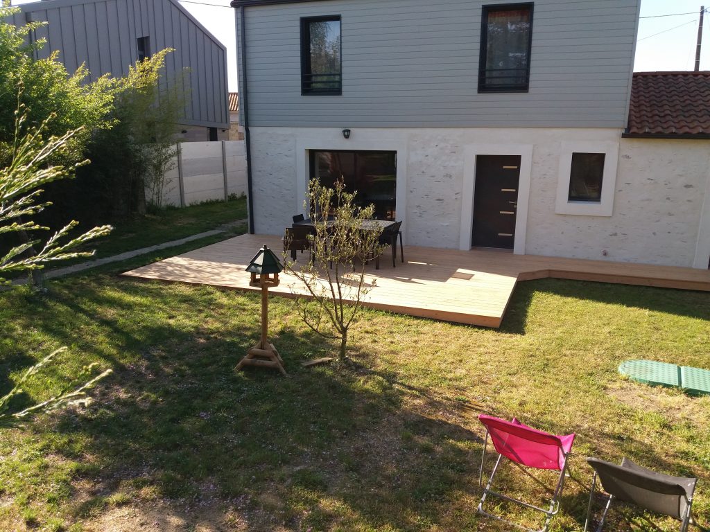 chantier terrasse saint julien de concelles en douglas (menuisier nantes)