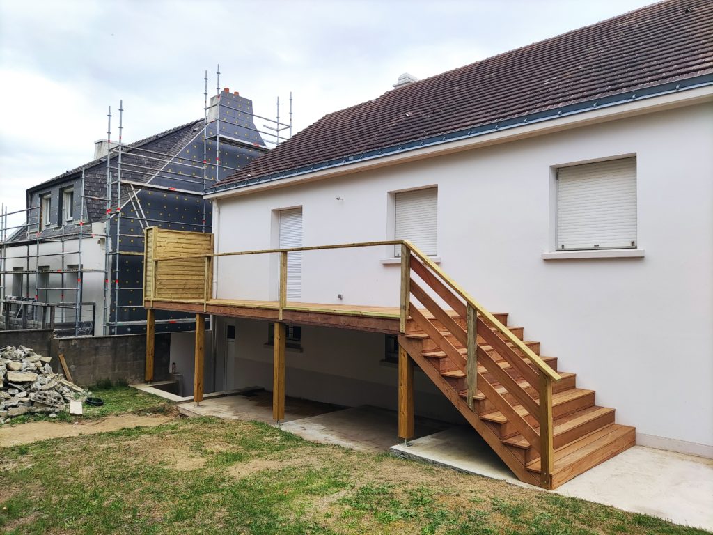 Terrasse en hauteur sur dalles béton